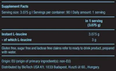 100% Instant L-Leucine - 277g powder (Biotech USA)