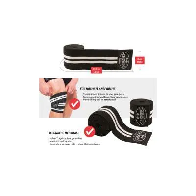 Kniebandagen 150cm schwarz/weiss - 1 Paar (C.P. Sports)