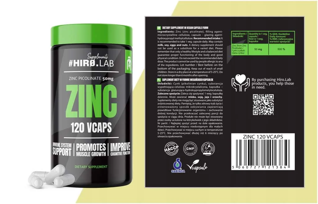Zinc Picolinate 50mg - 120 Kapseln (Hiro Lab)