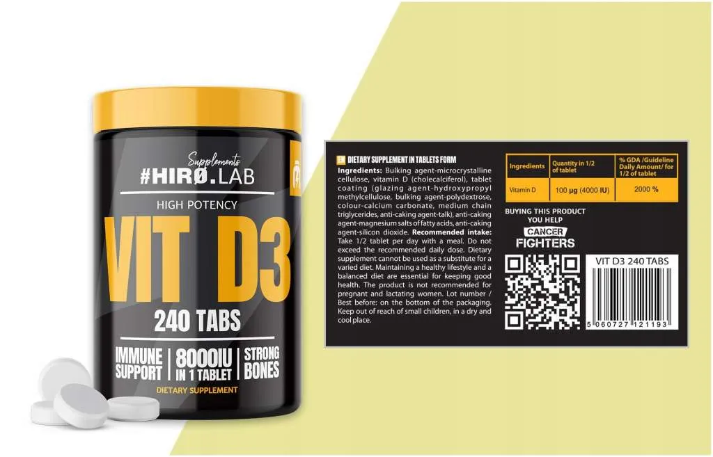 Vitamine D3 - 240 tabs (Hiro Lab)