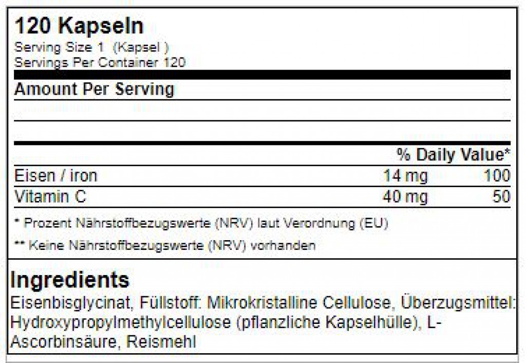 Iron - 120 capsules (Genetic Nutrition)