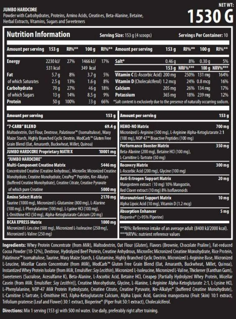 Jumbo Hardcore - 1530g powder (Scitec Nutrition)