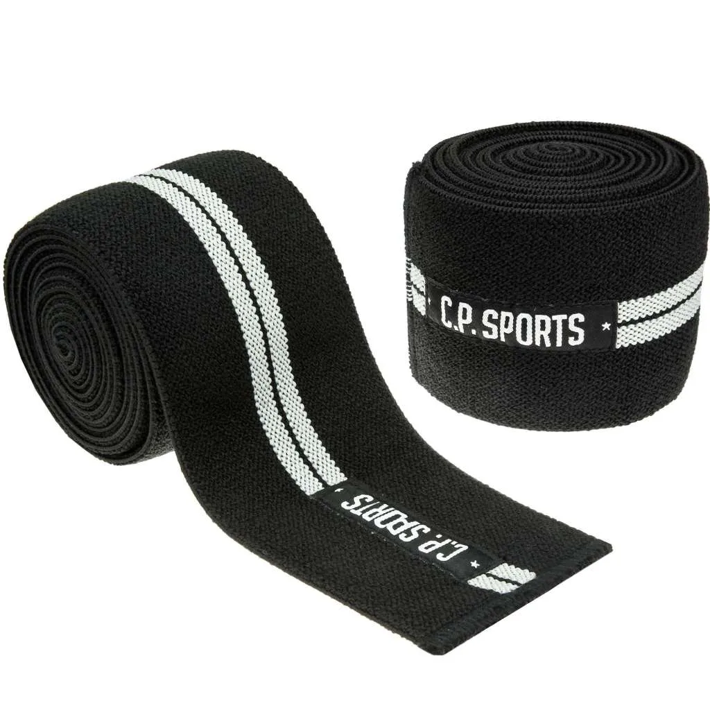 Profi Kniebandagen 200cm schwarz silber - 1 Paar (C.P. Sports)