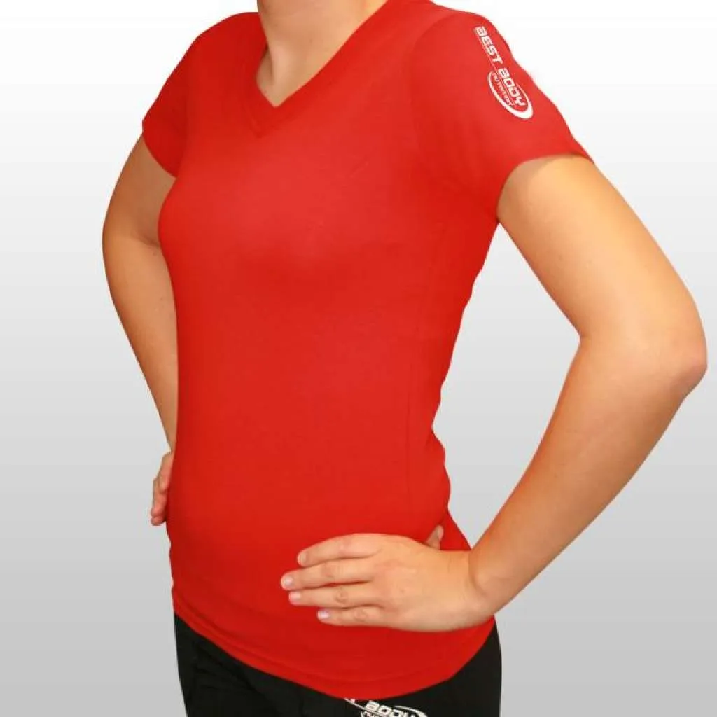 Damenshirt V-Schnitt rot (Best Body Nutrition)