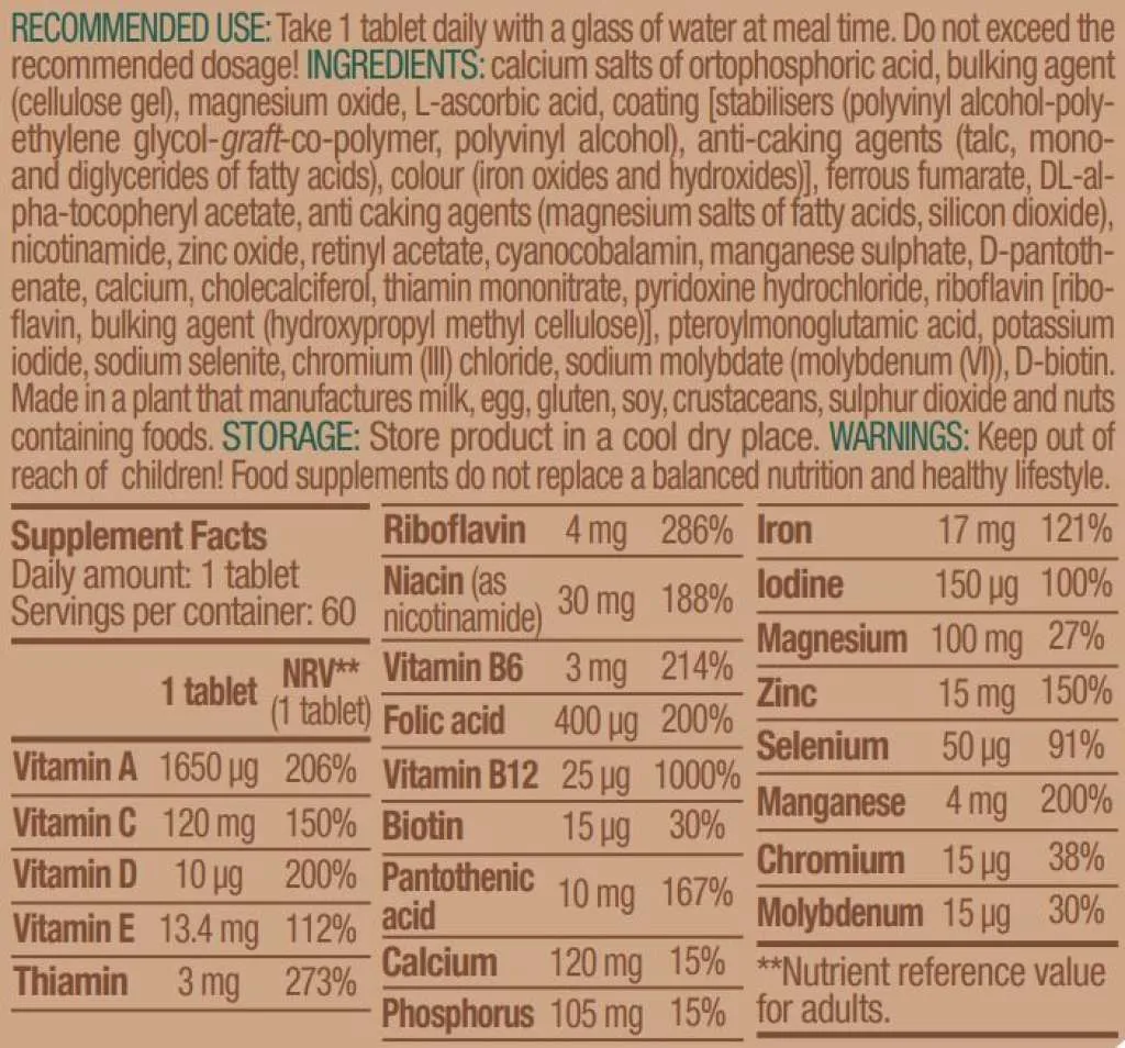 Vegan Multivitamin - 60 tablets (Biotech USA)